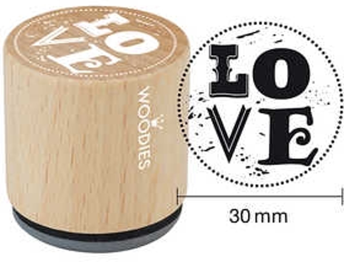 Houten stempel, d: 30 mm, h: 35 mm, Love, 1stuk [HOB-32365]